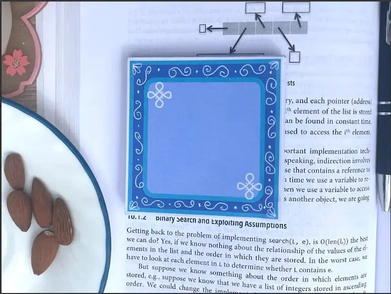 Kolam Note Pad, 3 by 3 inch, blue with white rangoli geometric design, 50 sheets, not a sticky note pad, Pyari Paper Shop