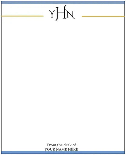 Personalized Memo Pad 4.5 by 5.5 inches, Full name, Initials, Monogram, From the desk of, professional, high quality paper, gold and color of choice, Not a sticky note pad, Pyari Paper Shop